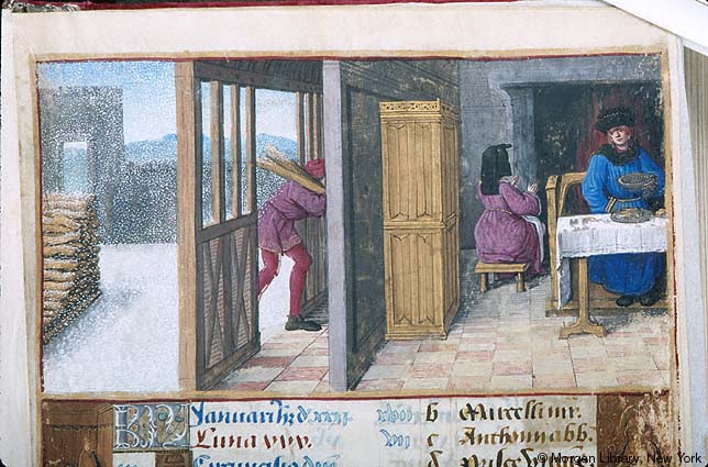 Detail, Labors of the Month, January, Hours of Henry VIII