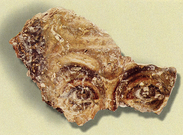 A painted fragment of a male face.