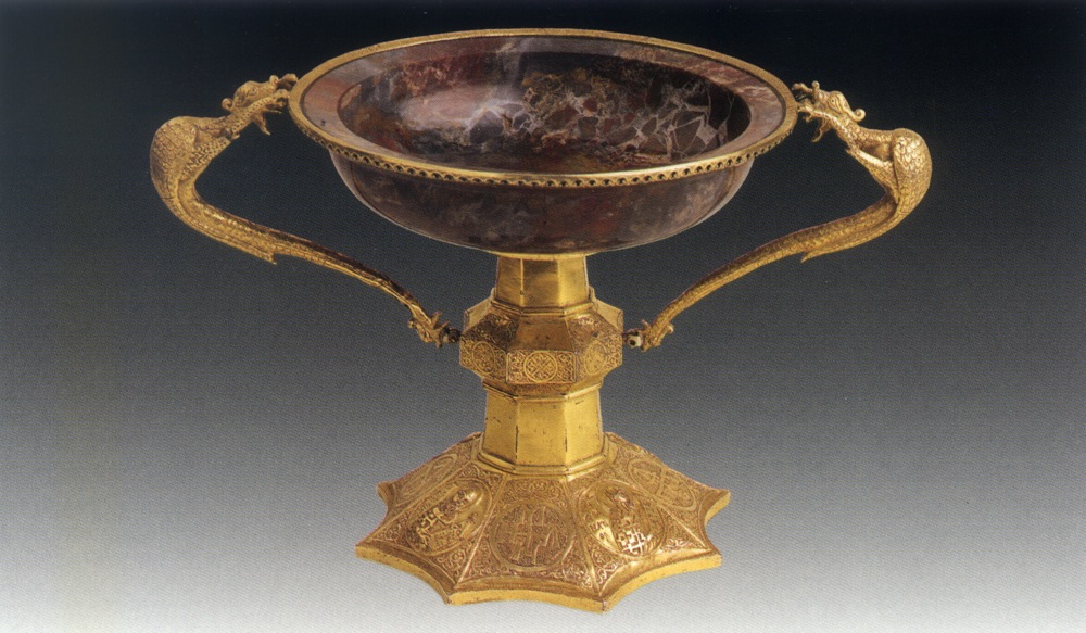Chalice with medallions of male figures alternate with monograms in Greek.